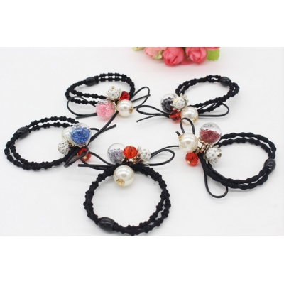 Hot selling ball elastic hair ties for girls with beads C-hb267
